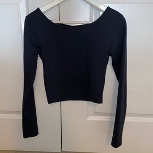 Navy blue long sleeved cropped shirt